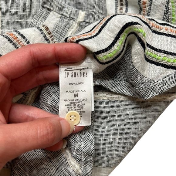 CP SHADES 100% Linen Sloane Striped Button Up Shirt Size M - Picture 9 of 12